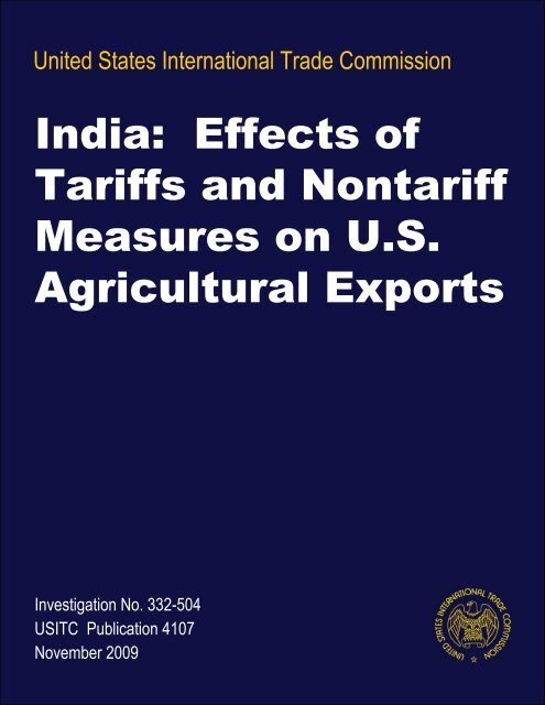 India: Effects of Tariffs and Nontariff Measures on U.S. ... - USITC