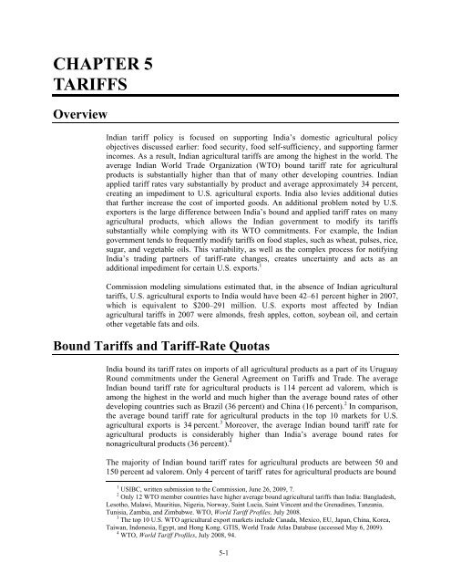 India: Effects of Tariffs and Nontariff Measures on U.S. ... - USITC