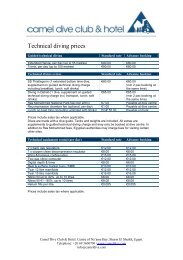 Technical diving prices (85KB, PDF) - Camel Dive Club and Hotel