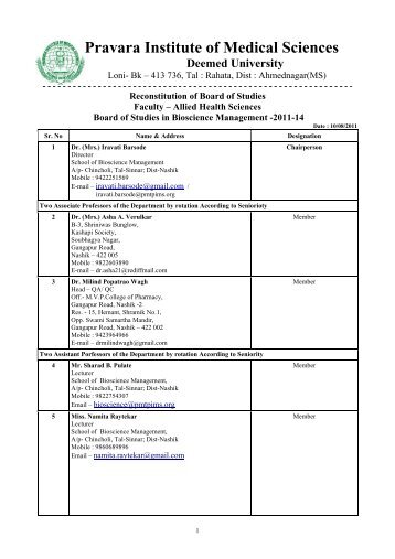 Bioscience Management - Pravara Institute of Medical Sciences