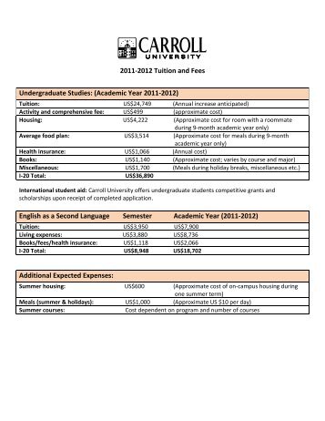 Cost information - Carroll University
