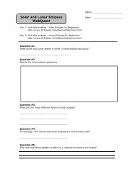 Solar and Lunar Eclipses WebQuest