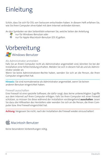 Installare WLAN Setup WLAN Installer WLAN WLAN ... - Swisscom