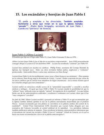 15. Los escÃ¡ndalos y herejÃ­as de Juan Pablo I - Vaticanocatolico.com