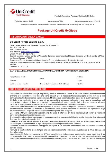 Package Unicredit Myglobe