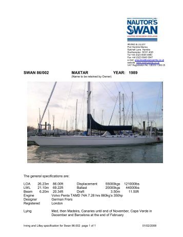 SWAN 86/002 MAXTAR YEAR: 1989 - NAutor's Swan UK