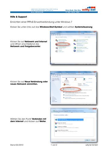 Einrichten einer PPPoE Einwahlverbindung - Willy.Tel