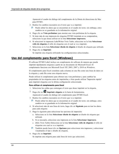 Uso de la libreta de direcciones - DYMO