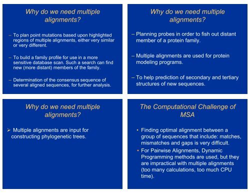 Multiple Alignment - Bioinformatics and Biological Computing