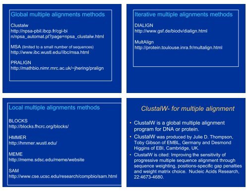 Multiple Alignment - Bioinformatics and Biological Computing