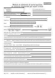 Modulo di domanda di partecipazione al concorso magistrale per ...