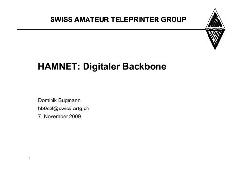 HAMNET: Digitaler Backbone - Swiss ARTG