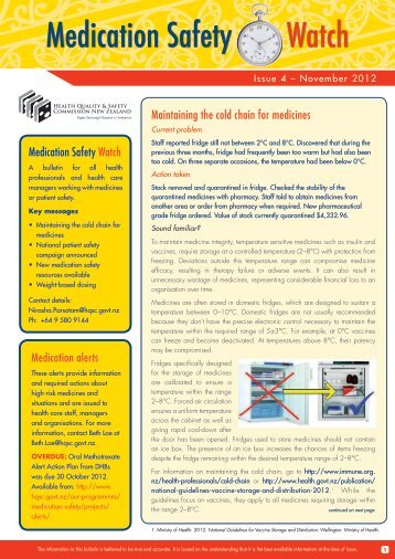 Medication Safety Watch - Issue 4, November 2012 - Hqsc.govt.nz