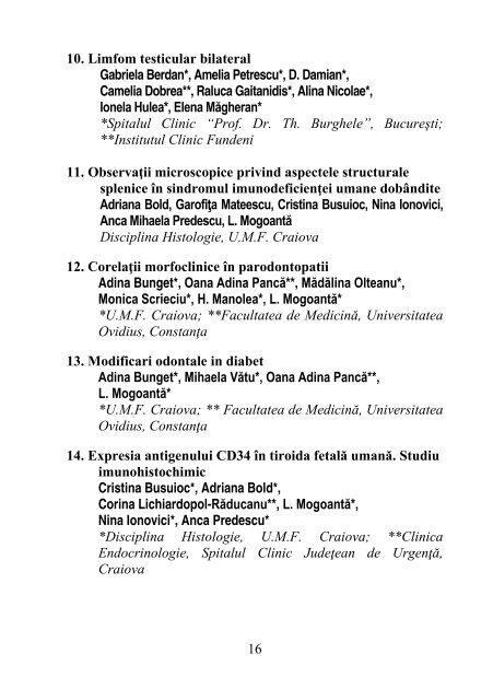 universitatea de medicină şi farmacie craiova - Societatea Romana ...