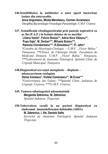 universitatea de medicină şi farmacie craiova - Societatea Romana ...