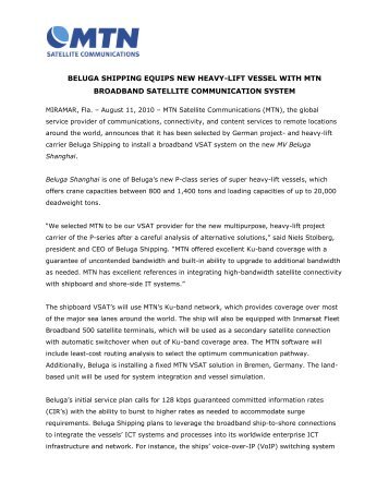 MTN VSAT for Beluga Shipping.pdf - MTN Satellite Communications