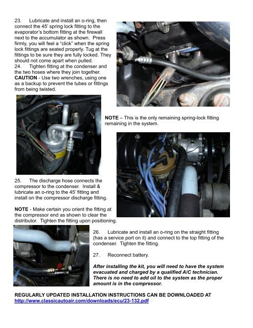 Standard (22-132) 1. Read through installation ... - Classic Auto Air