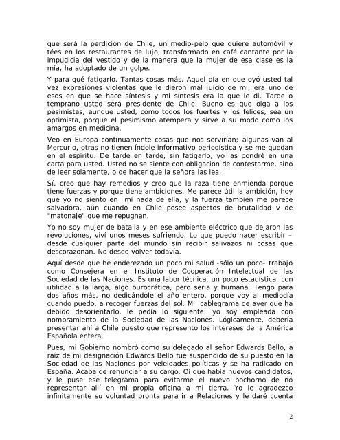 Carta de Gabriela Mistral a Pedro Aguirre Cerda - Sala de Historia