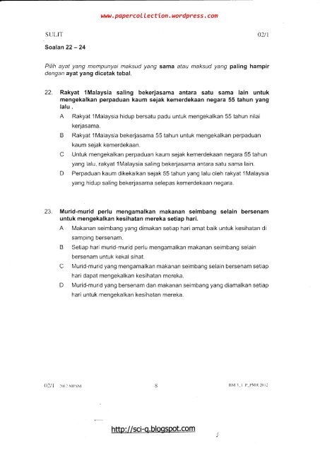 BAHASA MELAYU - Trial Paper Collection