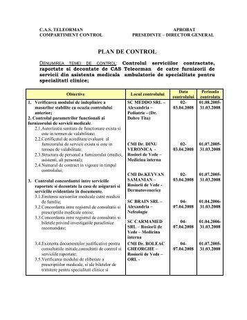 PLAN DE CONTROL - Casa de Asigurari de Sanatate Teleorman