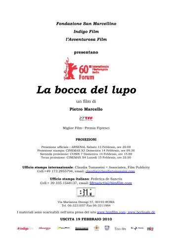 Pressbook La bocca del lupo