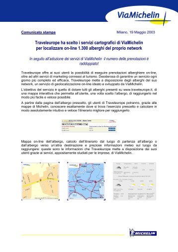 Traveleurope ha scelto i servizi cartografici di Viamichelin per ...