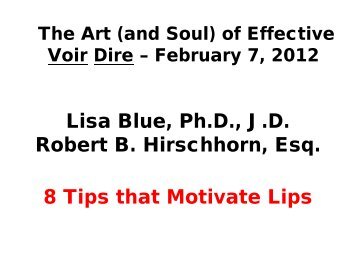 The Art and Soul of Effective Voir Dire - Dallas Bar Association