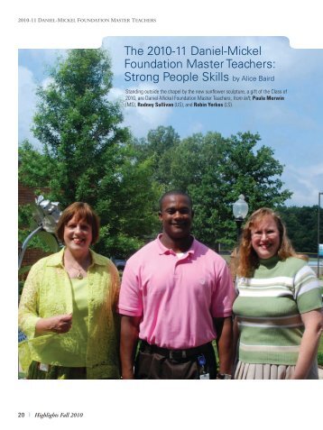 to read a recent Daniel Master Teachers article in our Hightlights ...