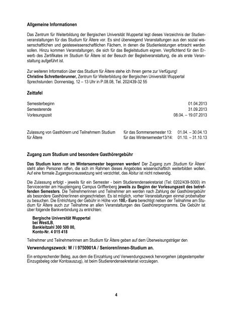 Studium für Ältere - Bergische Universität Wuppertal