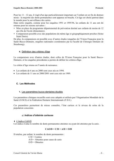 La 3e EnquÃªte Ã©pidÃ©miologique - Conseil gÃ©nÃ©ral du Val-de-Marne