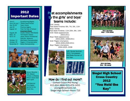 2012 brochure cross country - Copy - Siegel High School