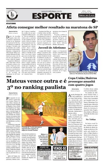 Mateus vence outra e é 3º no ranking paulista - Jornal dos Lagos