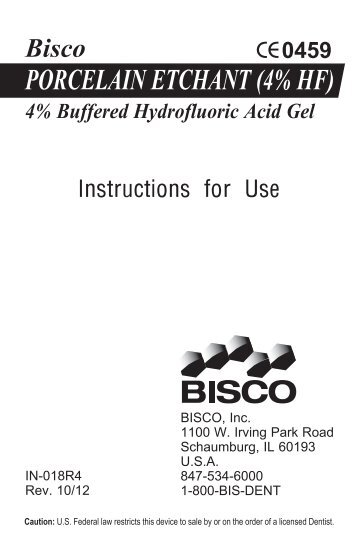 4% PORCELAIN ETCHANT Instructions For Use (PDF) - Bisco, Inc.