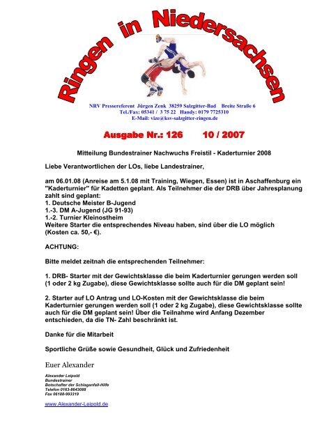 Rinds 10/07 - NiedersÃ¤chsischer Ringer-Verband e.V.