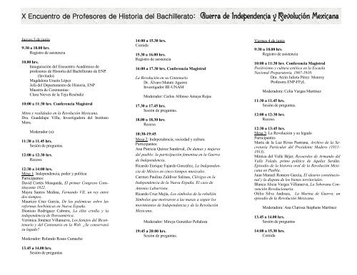 Programa de Actividades - Colegio de Historia P9 - Universidad ...