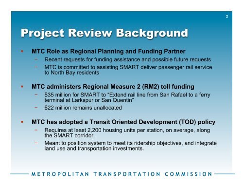 MTC Review Presentation - Sonoma Marin Area Rail Transit - Home ...