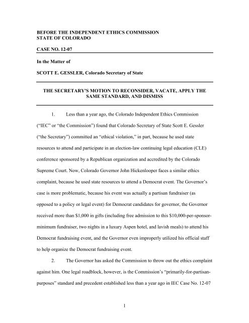 The Secretary S Motion For The Commission To Reconsider Its