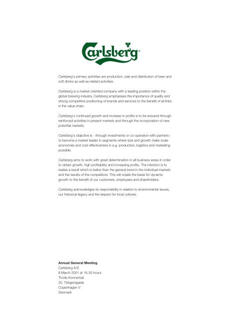 Report and Accounts 1999 / 2000 - Carlsberg Group