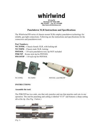 Connectors Â» Whirlwind Punchdown XLR Instructions and Specs