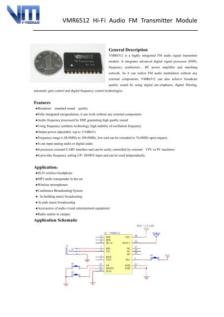 VMR6512 Hi-Fi Audio FM Transmitter Module
