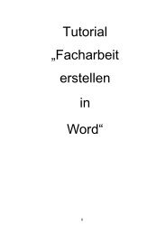 Tutorial zur Erstellung der Facharbeit mit Word