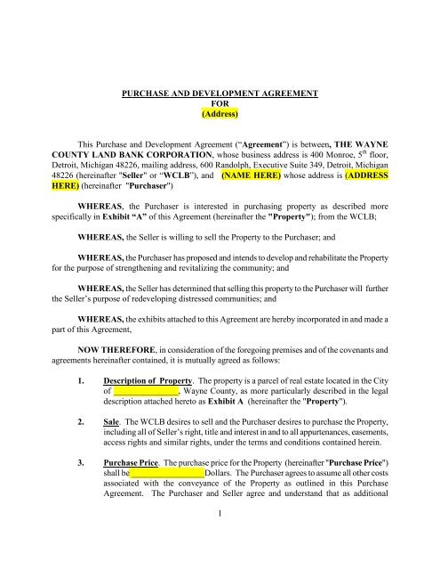 quick claim deed form wayne county michigan
This Purchase and Development Agreement - Wayne County quick claim deed form wayne county michigan
This Purchase and Development Agreement - Wayne County