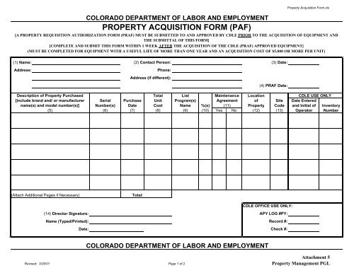 Property Acquisition Form.pdf - Colorado Department of Labor and ...