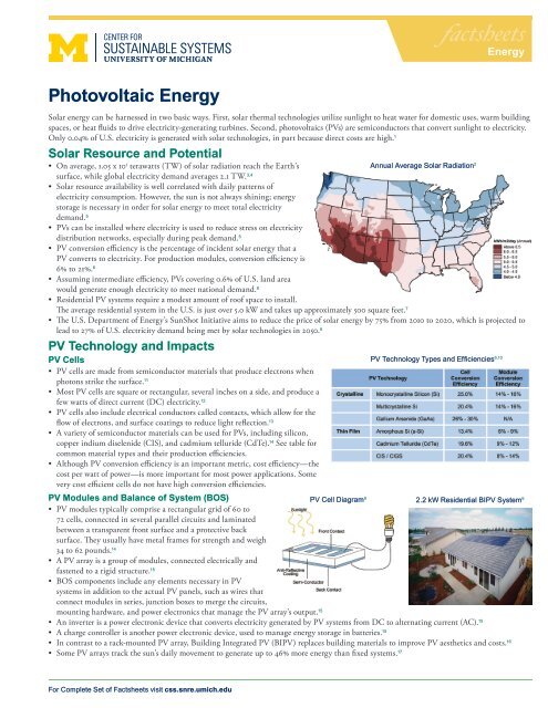 Photovoltaic Energy - Center for Sustainable Systems - University of ...