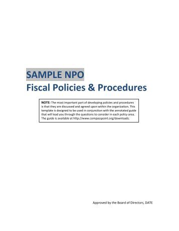 Non Profit Policies And Procedures Template Financial Policies And Procedures Template For Nonprofits