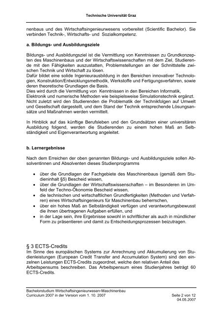 Curriculum fÃ¼r das Bachelorstudium ... - mibla.TUGraz.at