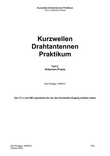 Kurzwellen Drahtantennen Praktikum - HB9BS