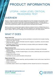 Utopia critical reasoning test product information - Criterion ...