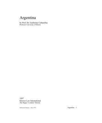 Argentina - International Encyclopaedia of Laws