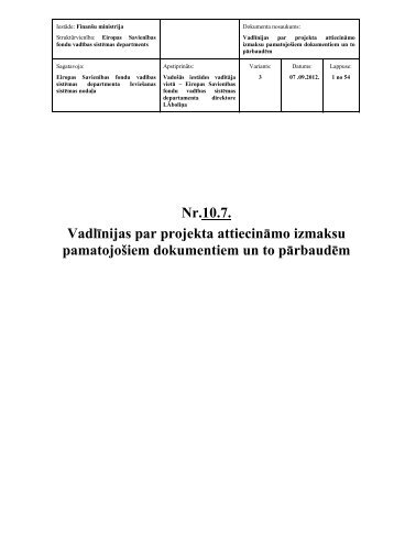 Nr.10.7. Vadlīnijas par projekta attiecināmo izmaksu ... - ES fondi